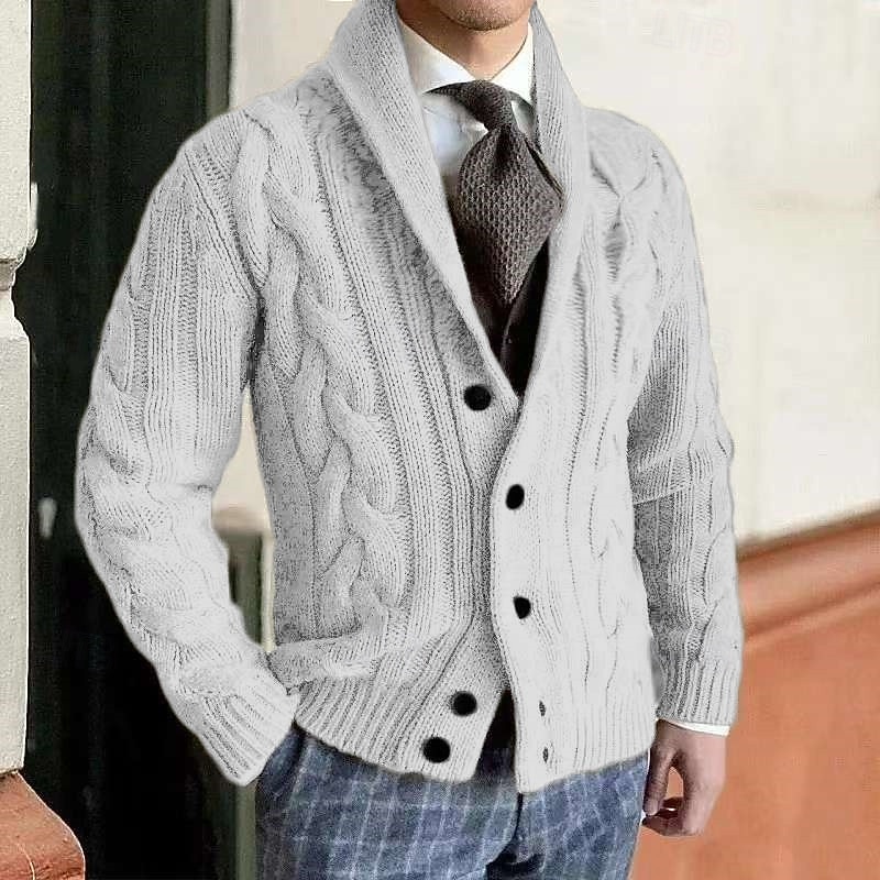 Bărbați Pulover Rochie Pulover Pulover Cardigan Striat Cablu Tricotat Topuri obișnuite Tricotat Simplu Șal  Guler Vacanță Modă Casual Purtare Zilnică Îmbrăcăminte Primăvară Toamnă Negru Gri Închis M 2026 - $39.99 –P2