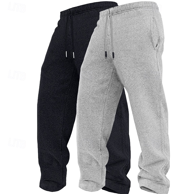 Herr Joggingbyxor Fleecebyxor Långbyxor Casual byxor Träningsbyxor med raka ben Snörning Elastisk midja Flerpack Slät Komfort Varm Fullängd Utomhus Dagligen Utekväll Mode Etnisk Stil Lös passning 2026 - $21.49 –P5