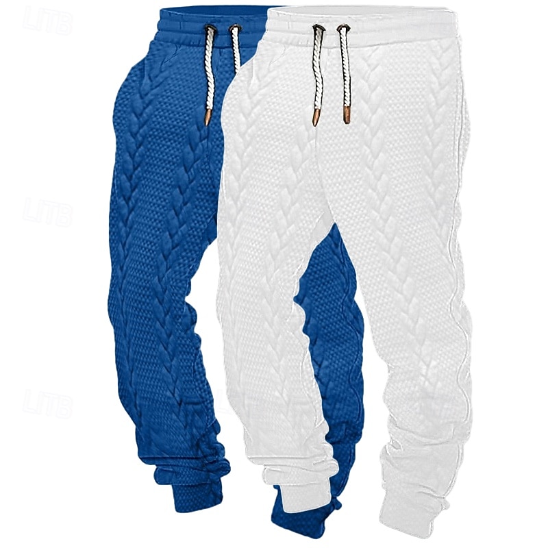 Homme Joggings Joggeurs Pantalons Pantalon décontracté Jacquard Cordon de serrage Taille Élastique Uni Respirant Longueur complète Extérieur Occasionnel Quotidien Sports Mode Blanc + kaki Noir + Kaki de 2026 ? $29.99 –P6