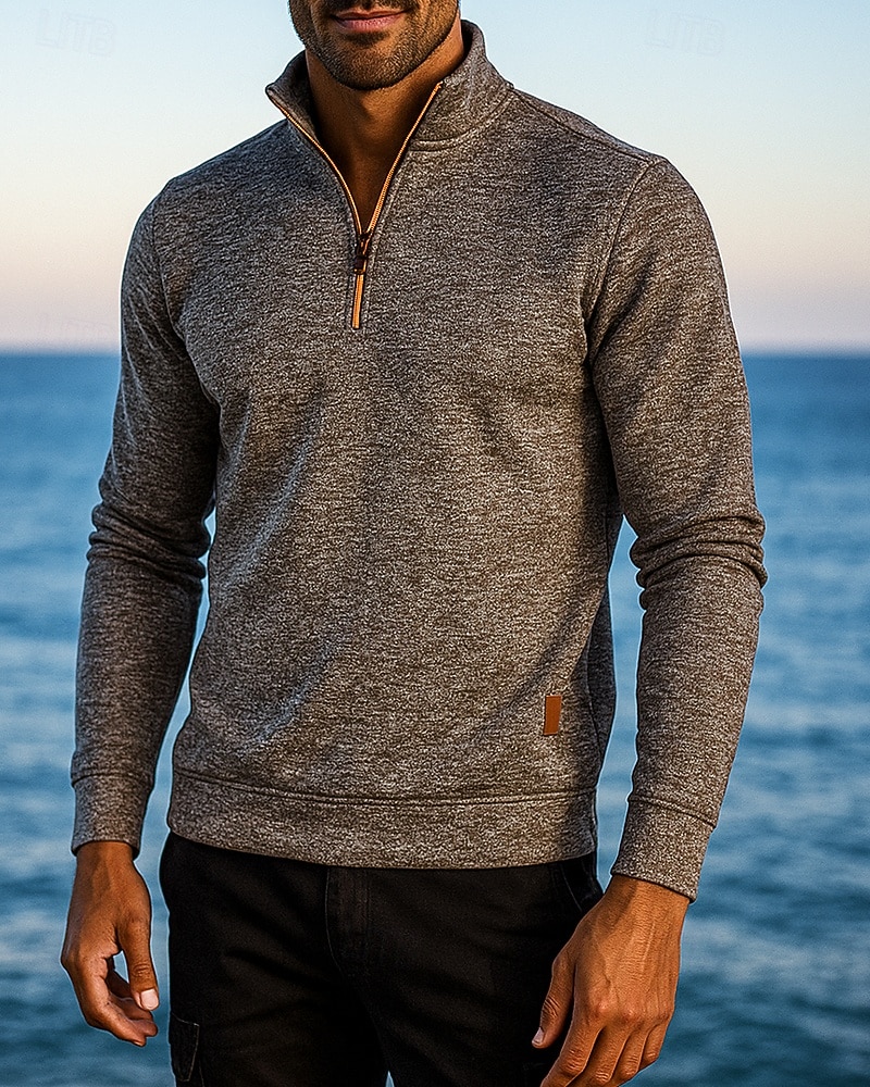 Per uomo cima dell'escursionismo Maglione con cerniera a un quarto Manica Lunga Collo alla coreana Maglietta Top Esterno Leggero Elastico Traspirante Inverno Zip a un quarto Poliestere Grigio scuro del 2025 a $7.49 –P10
