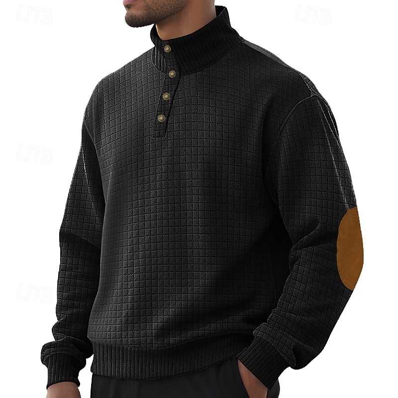 Homens Moletom Moletom Waffle Moletom com capuz Estacionar Preto Branco Verde Tropa Cáqui Cinzento Colarinho Clerical Tecido Patchwork Textura Desportos e Ar livre Casual Diário Roupa de rua Legal de 2025 por $23.99 –P5