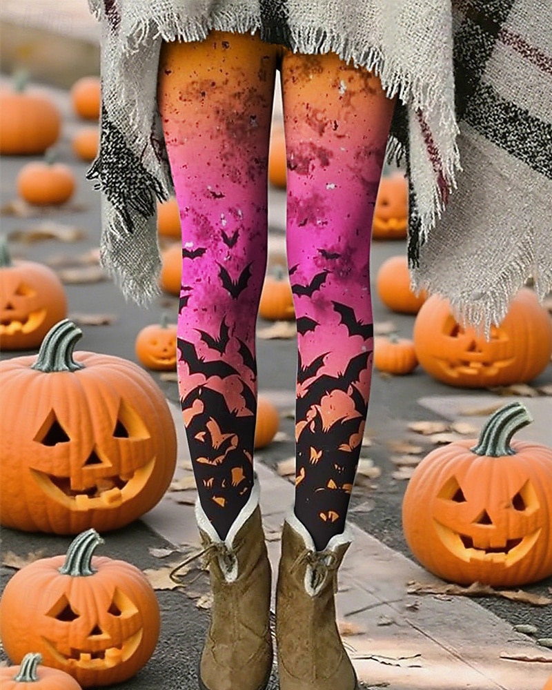 Dámské Kalhoty Legíny Pohodlné legíny Šik ven Na běžné nošení Plná délka Vysoký pasPantsHalloween Netopýr Elastický pas Tisk Prodyšnost Pohodlné Elastické Dovolená ulice Denní nošení Světlá růžová 2025 - $24.99 –P2