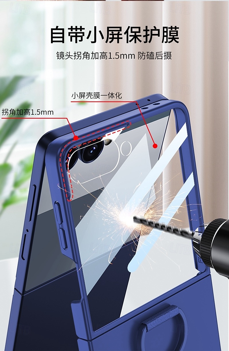 Phone Case For Samsung Galaxy Z Flip 7 Back Cover Full Body Protective Ring Buckle Shockproof Retro PC 2025 - $15.99 –P6