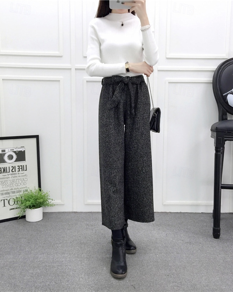 Per donna Chinos Dritto Streetwear Casual Lunghezza alla caviglia Vita media Semplice Elastico in vita Confortevole Micro-elastico All'aperto Uscire Weekend Grigio chiaro Grigio scuro Nero Autunno del 2025 a $24.99 –P3