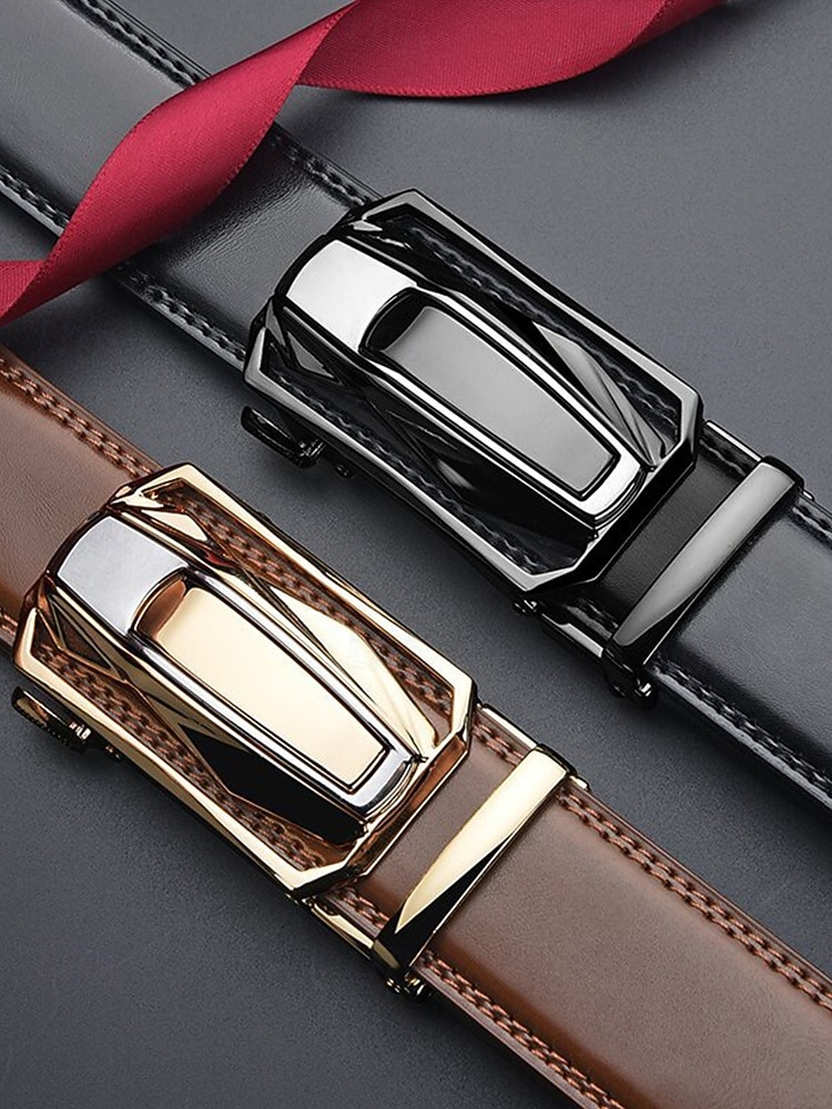Herrebelte i ekte skinn med bilspenne – luksuriøst automatisk skrallebelte til dress for forretnings-, fritids- og formell bruk 2025 - $18.99 –P3