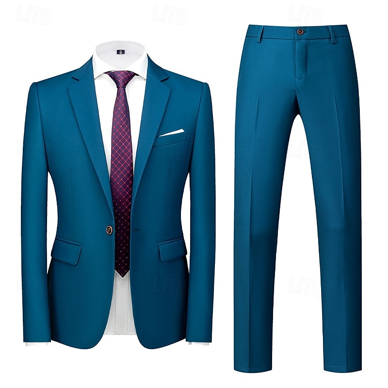 Homens Blazer Fato O negócio Coquetel Festa de Casamento 2 Peças Moda Casual Primavera Outono Poliéster Tecido Bolsos Botões Confortável Não Trespassado Jaqueta esporte Amarelo Escuro Cinzento Escuro de 2026 por $112.99 –P8