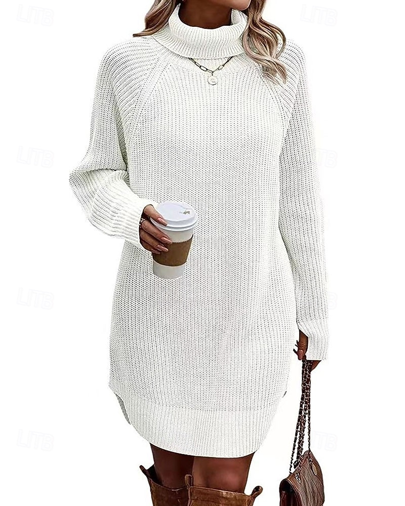 Femmes Mini Robe Robe Pull Mode Moderne Quotidien Fête Sortir Coupe régulière Uni manche longue Col roulé Noir Blanche Vert Véronèse Fuchsia Automne Hiver de 2025 ? $39.99 –P13
