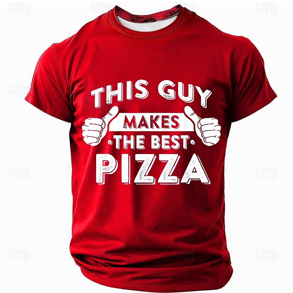 Voor heren Pizza Grappig jargon T-shirt Korte mouw T-shirt 3D-afdrukken Strakke ronde hals Overhemd Modieus Dagelijks Straat Dagelijks Zwart Rood blauw Zomer Lente Kleding S M L XL XXL XXXL 2025 - $17.99 –P1