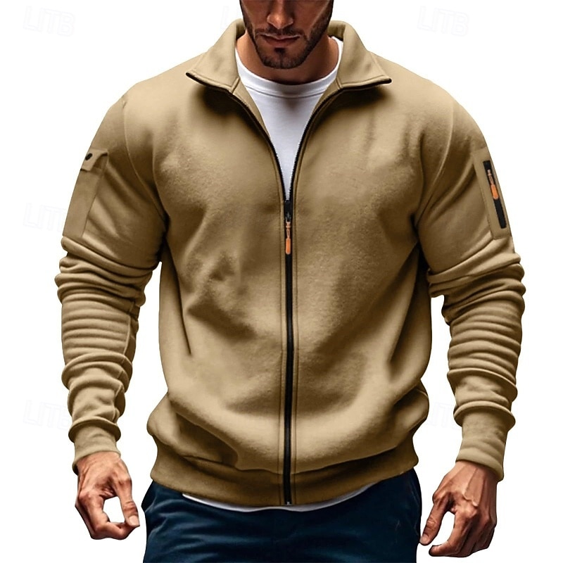 Per uomo Felpa con cappuccio Felpa con cappuccio a zip intera Felpa con cappuccio in pile Felpa con cappuccio tattica Nero Bianco Verde militare Rosso Borgogna Colletto Mao Semplice Cerniera Sport del 2025 a $27.99 –P1