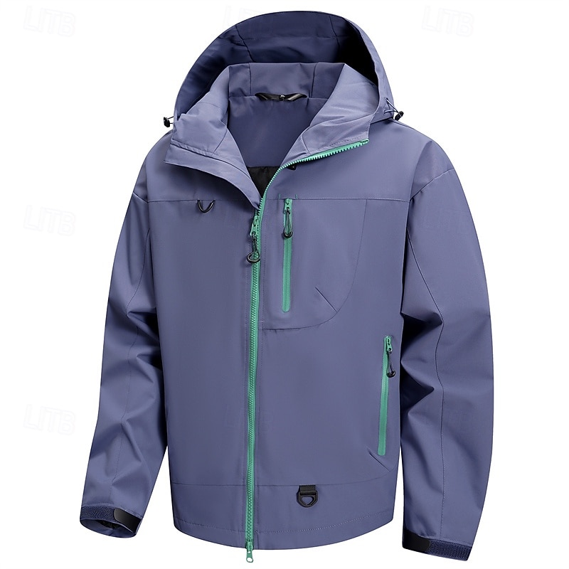 Per uomo Giacca da Esterno Impermeabile Giacca da Escursionismo Vacanza Quotidiano Impermeabile Antivento Tasca Autunno Inverno Semplice Moda Classico Con Cappuccio Regolare Nero Verde chiaro Azzurro del 2025 a CAD $40.48 –P17