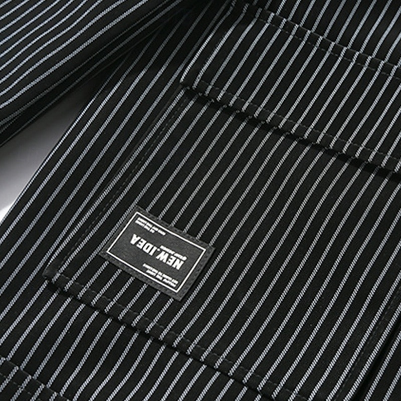 Homme Veste Légère Veste Cargo Veste Décontractée Vacances Quotidien Respirant Avec Poches Printemps Automne Rayure Mode Classique Revers Régulier Noir Café Veste de 2026 ? $50.99 –P7