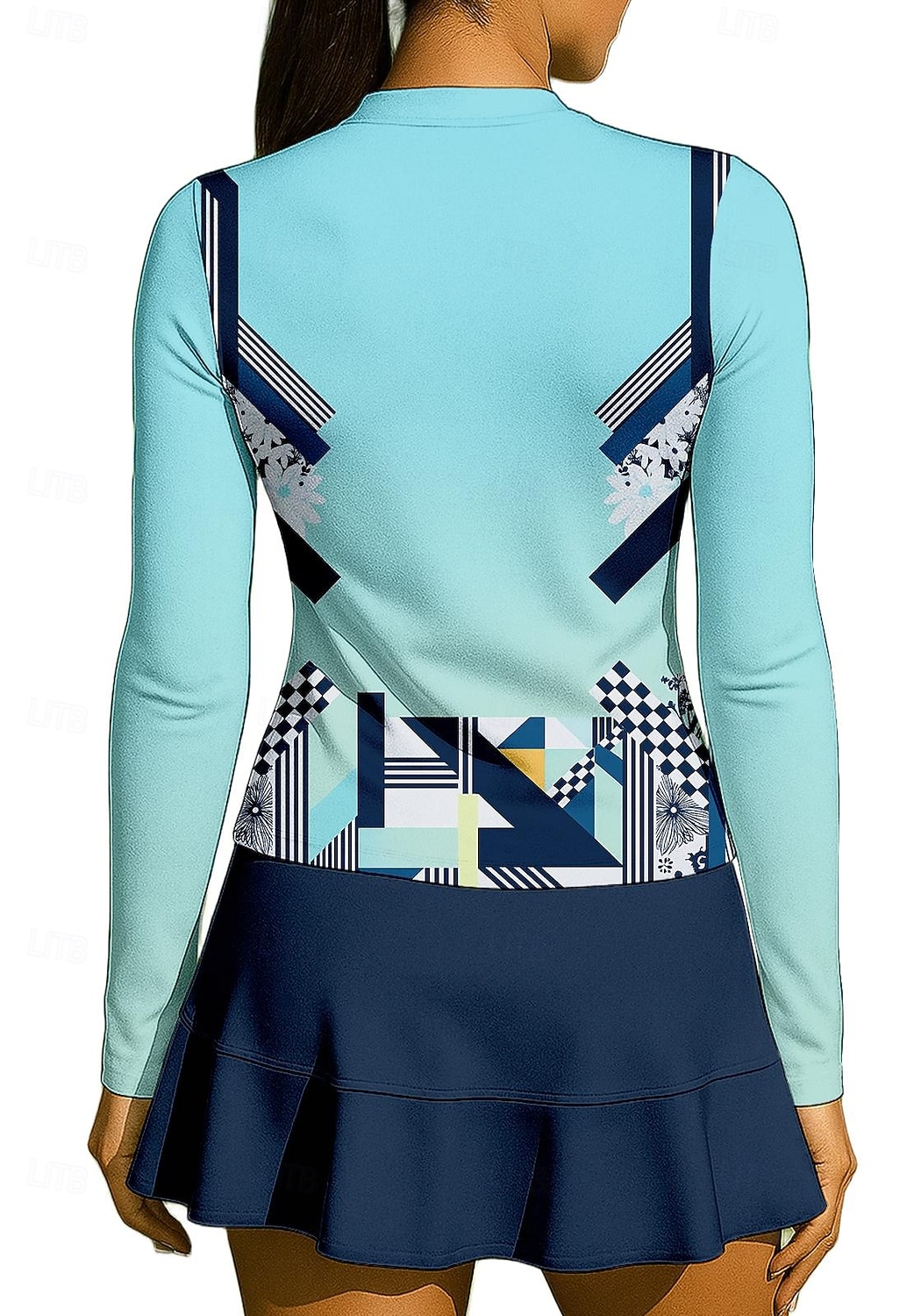 Mulheres Geométrica Gradiente Camisa Esportiva Camisa de tênis Top de tênis Manga Longa Zíper Floral UPF50+ Resistente a UV Elasticidade Alta Pavio Humido Respirável Voleibal Tênis Golfe Decote de 2025 por $25.99 –P2