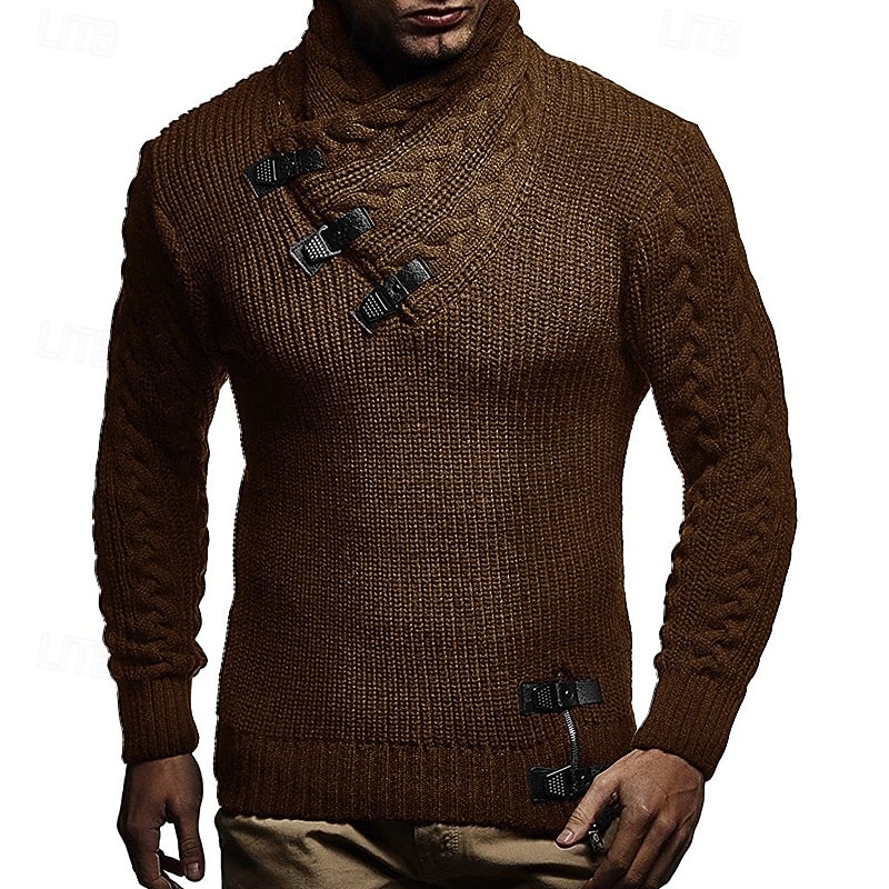 Homens Suéter Pulôver suéter Estriado Cabo Tricotar Tops regulares Tricotado Corte Justo Tecido Gola Redonda Roupa de Malha Moderna Casual Roupa Diária Roupa Outono Inverno Preto Marron M L XL de 2025 por $41.99 –P2