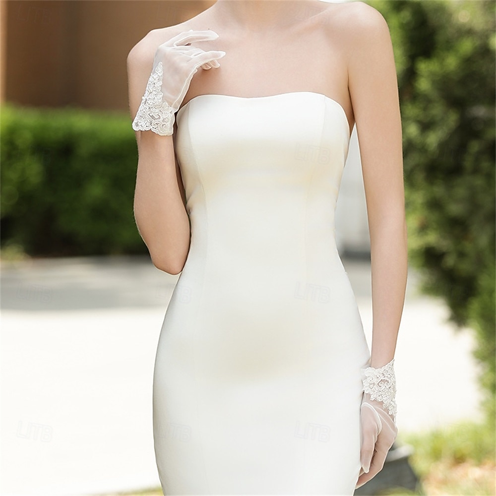 Renda / Tule Até o Pulso Luva Elegante / Festa / Noite / à moda Com Cor Pura Luvas de Festa / Casamento de 2025 por $14.99 –P3
