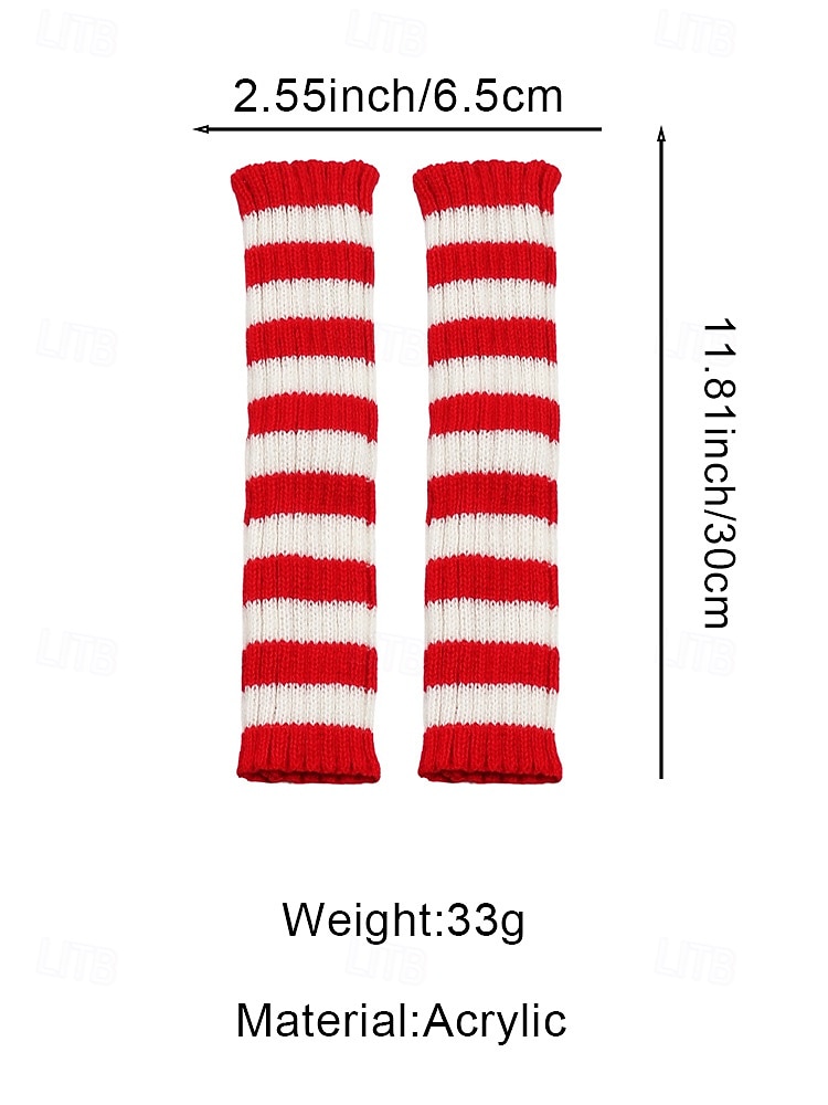 Gants sans doigts à rayures de Noël pour femmes - tricot doux, rayures rouges et blanches, parfaits pour les fêtes de fin d'année et les festivités hivernales de 2025 ? $7.99 –P10