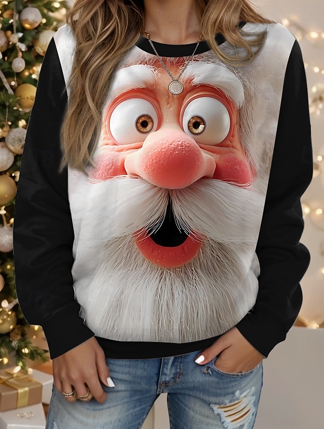 Pentru femei Hanorac pulover Pisica Brad de Crăciun Crăciun Casual Manșon Lung Stil Nautic Topuri obișnuite Stradă Zilnice Casual Negru Galben Roșu Vin Roșu-aprins Albastru piscină Primăvară Toamn 2025 - $28.99 –P3