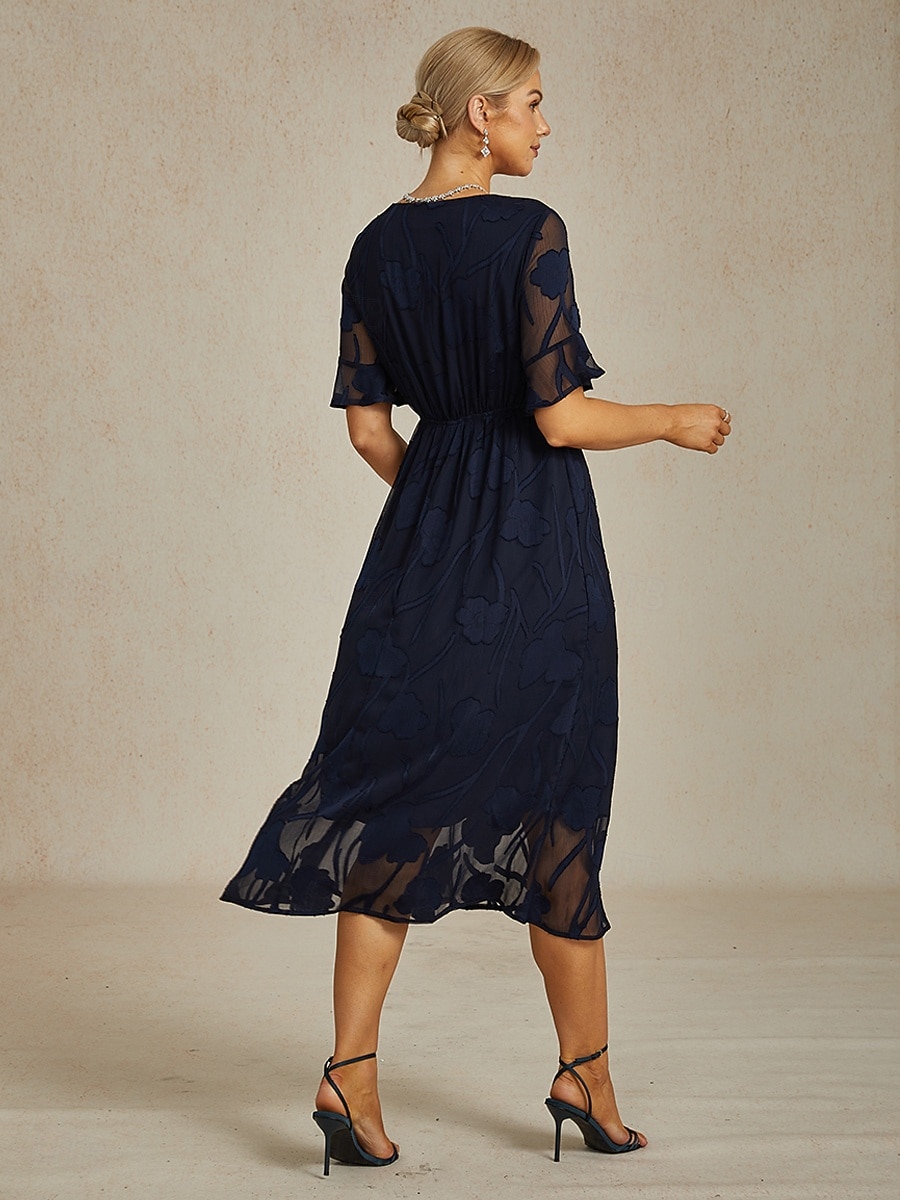 Dames Maxi-jurk Cocktail jurk Bruiloft gast jurk Semi-formele jurk A lijn jurk Elegant Werk Verjaardag Flutter mouw Bruiloft gast Cocktailparty Formele avonden Normale pasvorm Effen Kleur Effen Halve 2025 - $59.99 –P9
