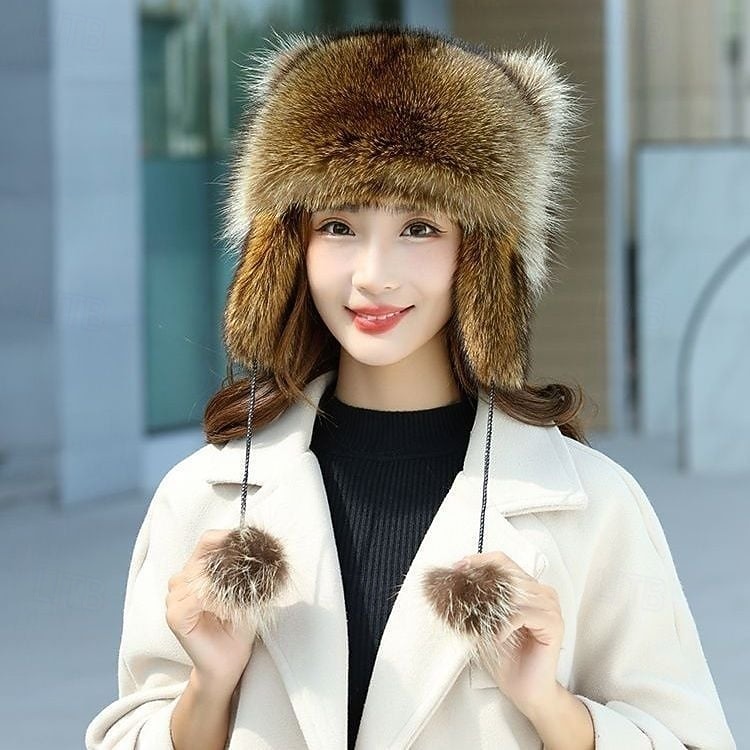 2025年 冬用のかわいいアライグマのぬいぐるみ帽子、耳あて付きの暖かいトラッパーハット、子供と大人用のフェイクアライグマの毛皮のウシャンカアビエイターハット  コレクション – AU $21.09 –P9