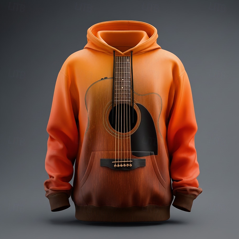 Homme Illusion d'optique Guitare Sweat à capuche Sweatshirt Mode Frais Col ras du cou Maison Soirée Vêtements de rue Blanche Rouge Cordon de serrage Automne Hiver Designer de 2025 ? $26.99 –P2