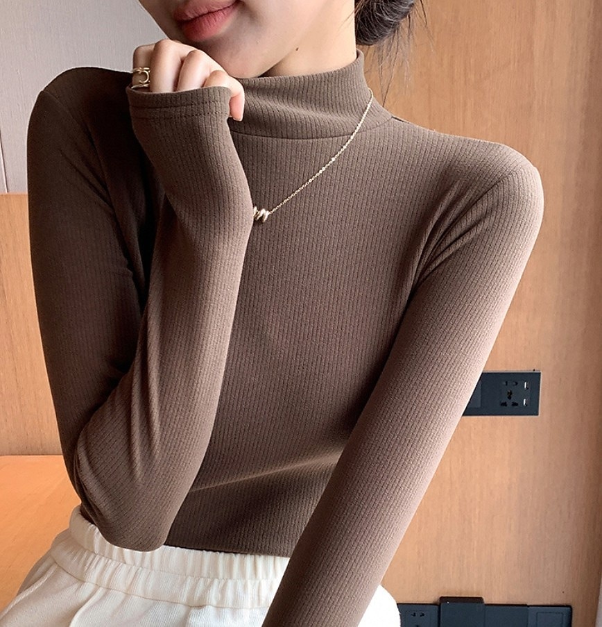Per donna Felpa Elegante Casual Morbido Colore Puro A Coste Dolcevita Lavorato a maglia Manica Lunga Top Regolari Maglia All'aperto Quotidiano Weekend Nero Bianco Autunno Inverno del 2025 a $11.99 –P14
