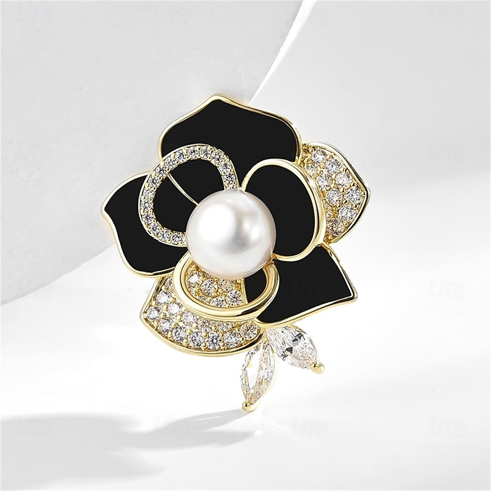 Broschen Klassisch Blume Mode Niedlich Brosche Schmuck Schwarz Weiß Für Hochzeit Party Geschenk Verlobung Abschlussball Festival 2026 - $27.99 –P3