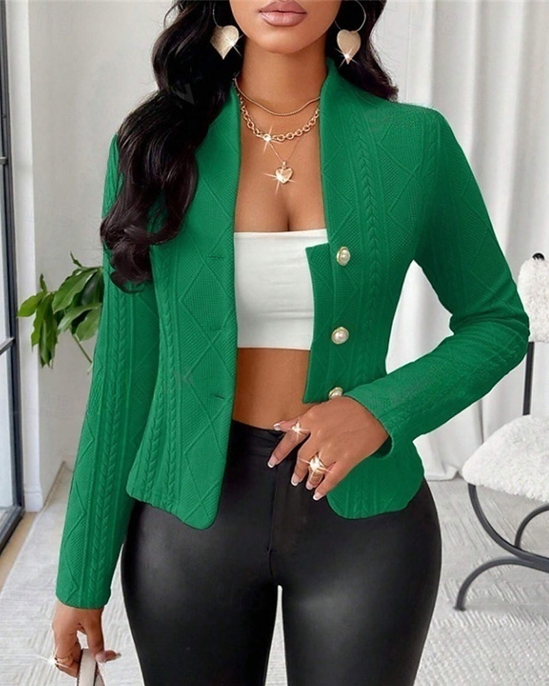 Γυναικεία Casual Jacket Άνετο Αναπνέει Ζακάρ Κουμπιά Μοντέρνα Καθημερινά Σκέτο ΕΞΩΤΕΡΙΚΟΥ ΧΩΡΟΥ Causal Καθημερινά Μονόπετο Κανονικό Χωρίς Γιακά Κανονικό Μακρυμάνικο Εξωτερικά ενδύματα 2025 - $23.99 –P1