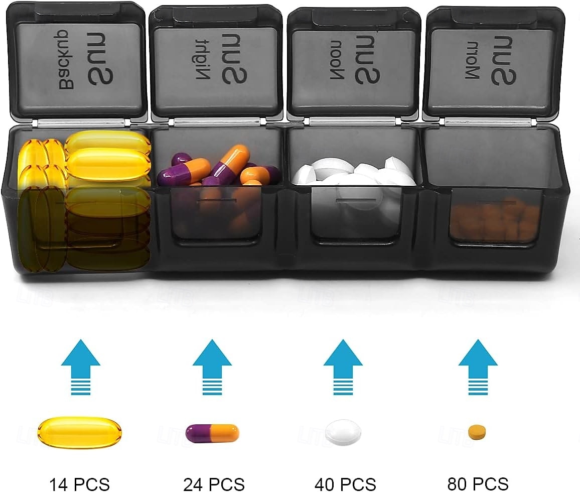 Pastillero mensual 28 días, pastillero, organizador de medicamentos, organizado por semana, pastillero grande de 4 semanas con estuche a prueba de polvo para aceites de pescado, vitaminas, suplementos 2026 - $19.99 –P3