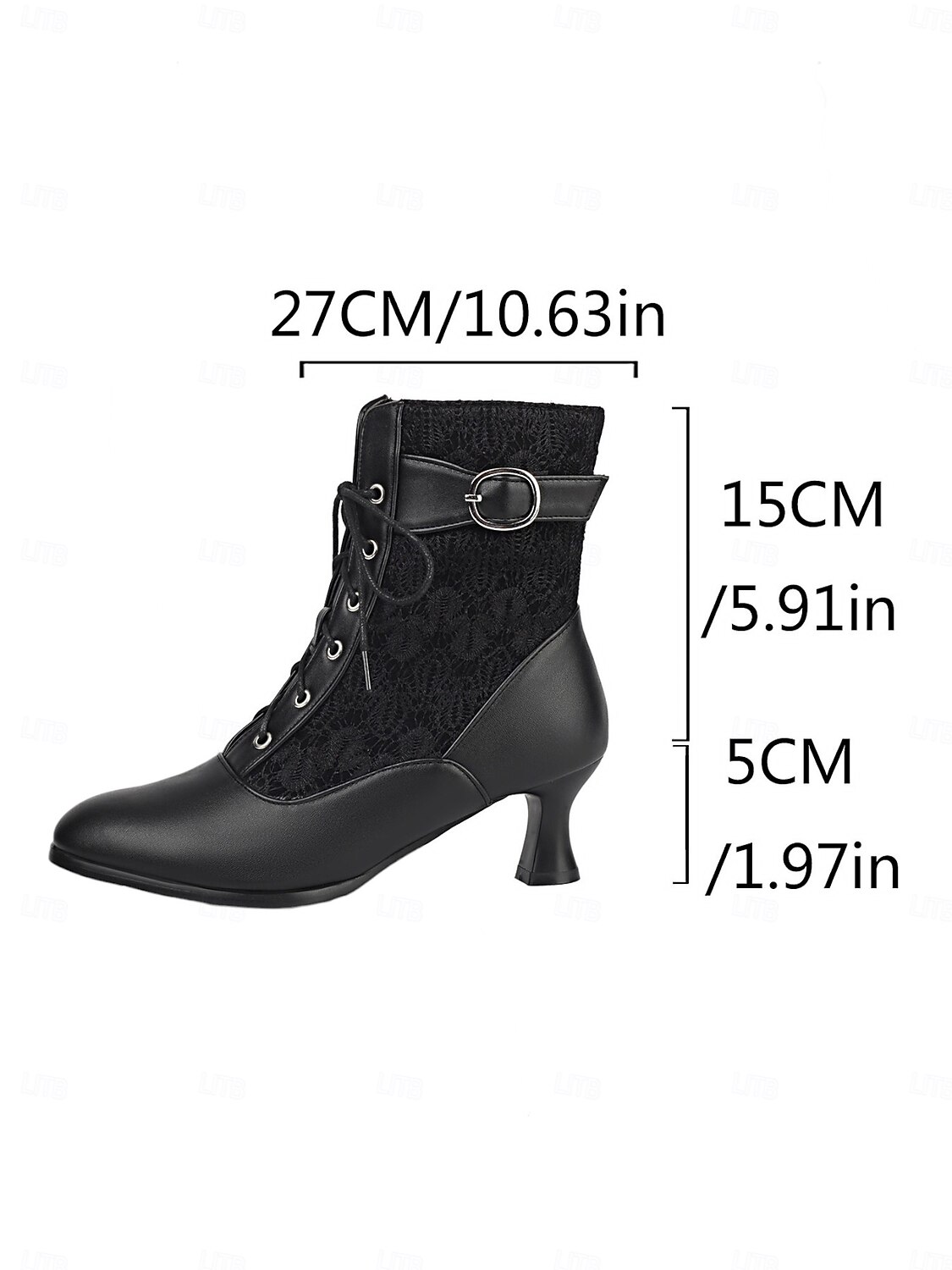 Dámské viktoriánské krajkové kotníkové boty – černé síťované kotníkové boty na podpatku z roku 1900 s přezkou na gotické kostýmy a vintage cosplay 2025 - $54.99 –P6