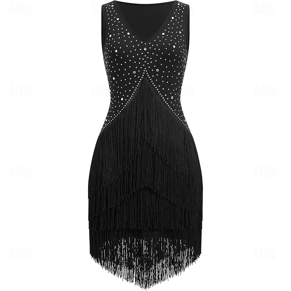 Rochie de dans latino cu ciucuri și strasuri pentru femei, costume de dans de sală pentru competiții, tango, salsa, rochii de dans flapper 2025 - $126.99 –P4