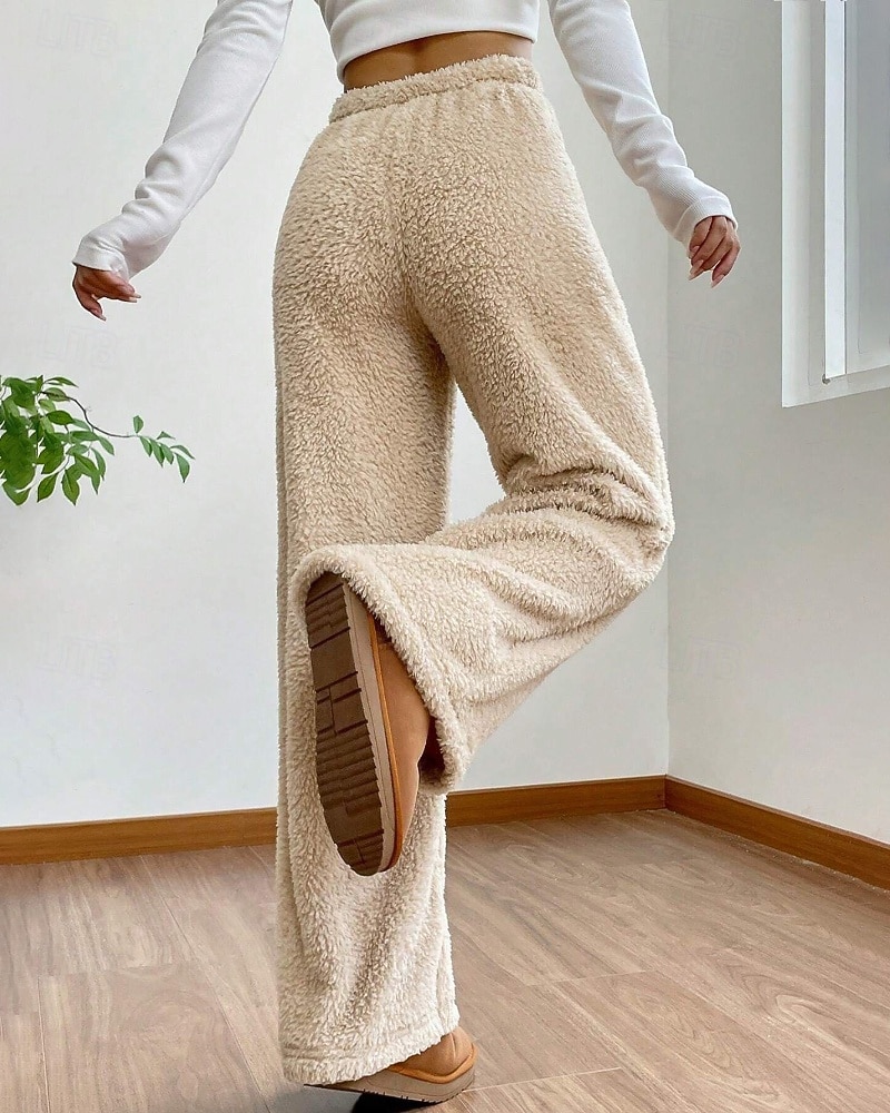 Femmes Jambe large Slacks Mode Occasionnel Longueur complète Taille Moyenne Uni Taille Élastique Chaleur Thermique Non Elastique Élastique Formel Vacances Rue Gris clair Gris foncé Chameau Gris Hiver de 2025 ? $26.99 –P6
