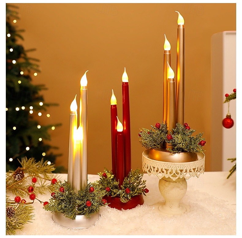 3 Pcs 30 * 10CM Christmas Halloween Valentine's Day Simulation Candlestick Candlestick LED Ornament Light Desktop Atmosphere Decorative Light Nightlight AAA Battery Box 2025 - CAD $21.99 –P6