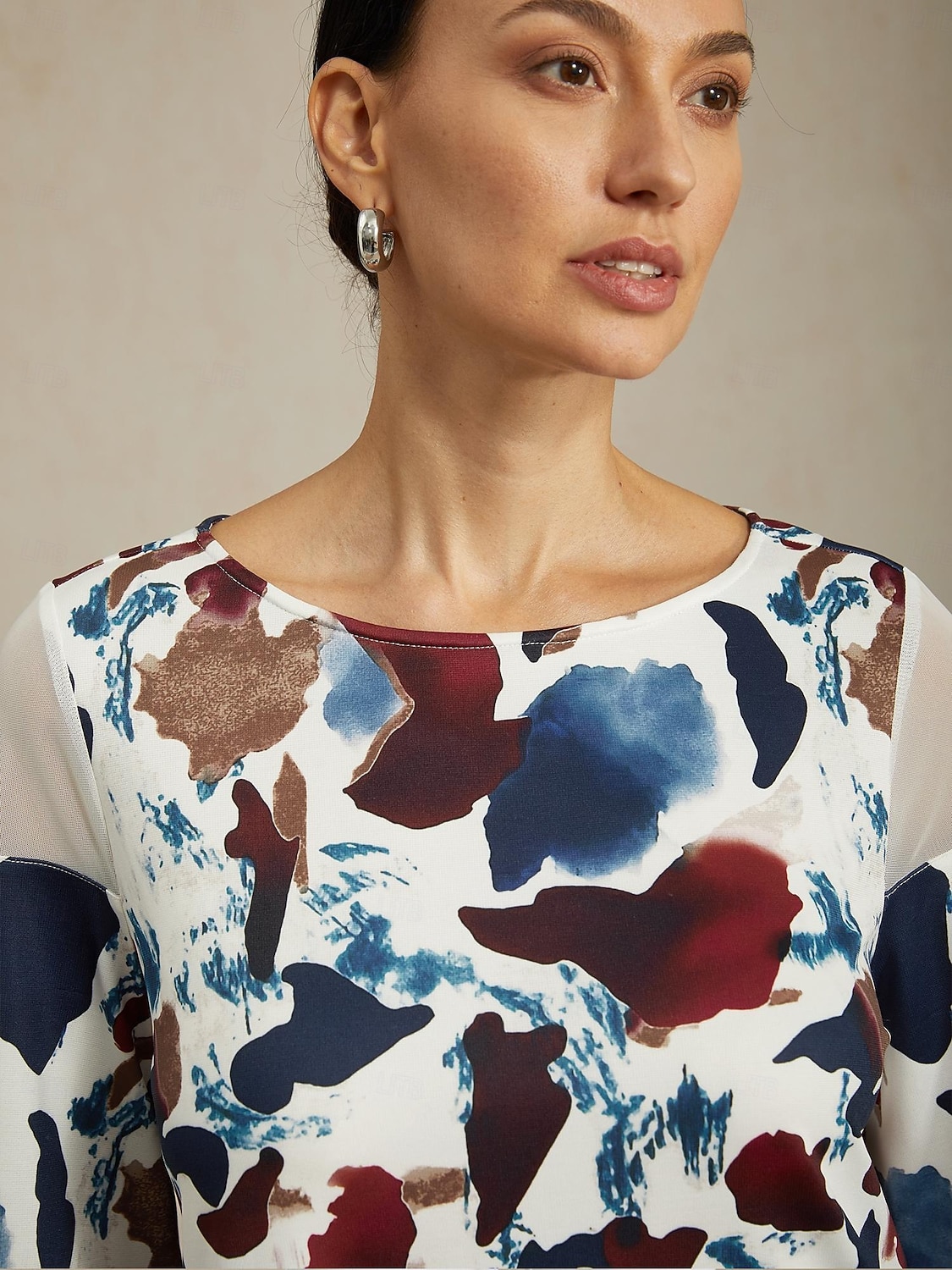 Mujer Estampado Casual Multi Color Talla S longitud de manga 50cm (La longitud de la manga aumenta 14cm por cada nueva talla) Elegante Diario Cuello Barco Primavera Otoño 2025 - $61.99 –P1