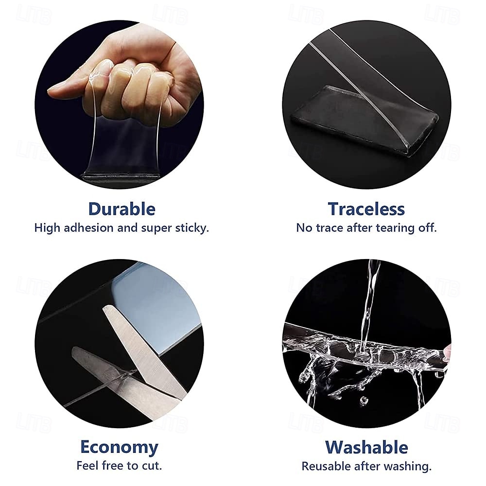 Lot de 2 rubans adhésifs double face nano 16,5 pieds, ruban de montage adhésif très résistant, transparent &Ruban adhésif résistant pour affiches murales, bandes de suspension d'images multi-usages de 2026 ? $15.99 –P7