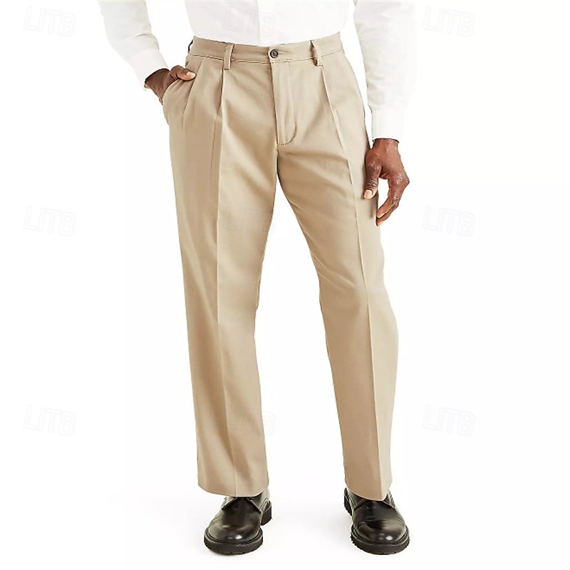 Homens Calças Social Calças Plissadas Calças de Terno Bolsos Tecido Conforto Respirável Comprimento total Formal Festa O negócio Moda Roupa de rua Preto Branco Sem Elasticidade de 2025 por $27.99 –P2