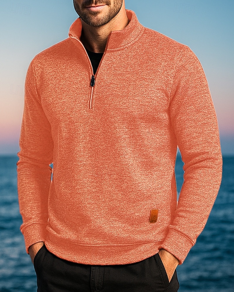 Per uomo cima dell'escursionismo Maglione con cerniera a un quarto Manica Lunga Collo alla coreana Maglietta Top Esterno Leggero Elastico Traspirante Inverno Zip a un quarto Poliestere Grigio scuro del 2025 a $7.49 –P8