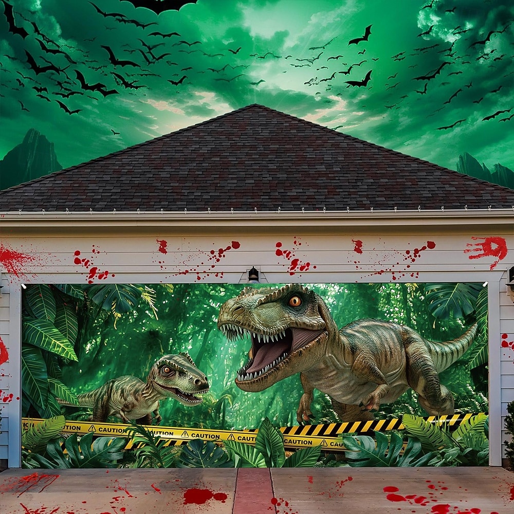 Couverture de porte de garage Grande suspension Dinosaure 3D Punk gothique sombre Soirée Outdoor Arrière-plans de prise de vue Yard Maison hantée Décoration d'intérieur de 2026 ? $29.99 –P2