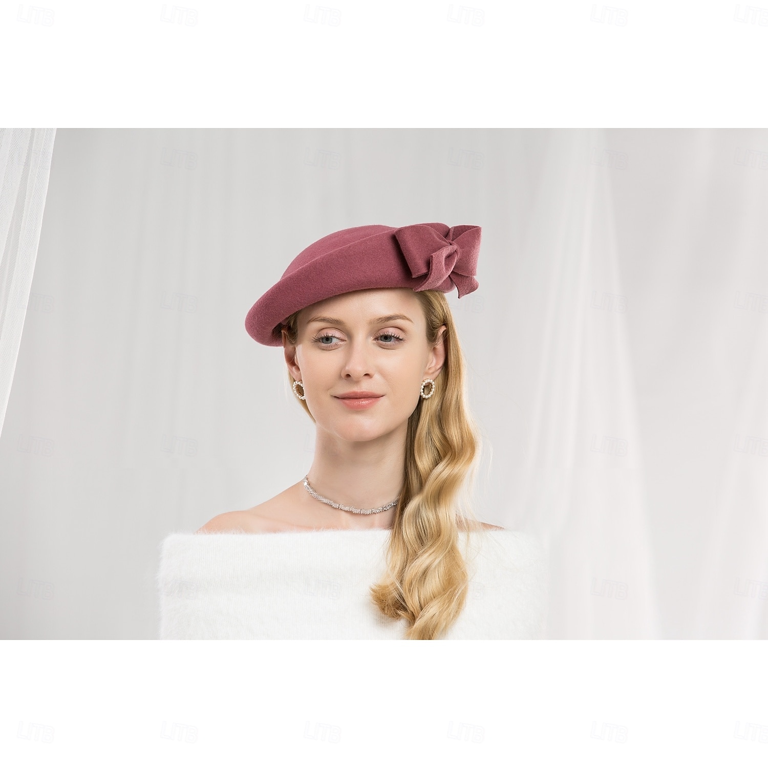 hatter 100 % ull berethatt pillebokshatt bryllup cocktail elegant bryllup med sløyfe ren farge hodeplagg hodeplagg 2025 - $49.99 –P9