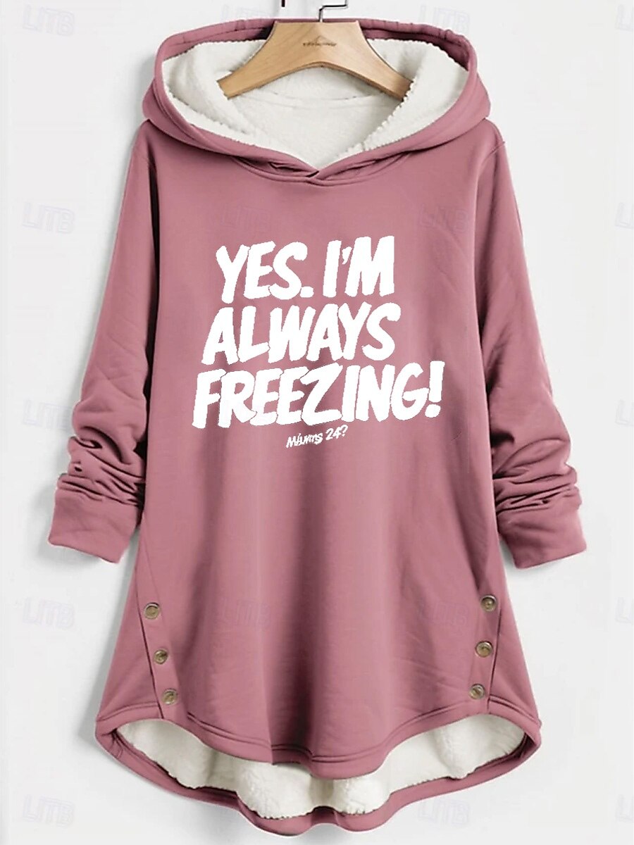 Mujer Sudadera con capucha Pullover Graphic Letra Cálido Casual Borroso Manga Larga Con Capucha Tops largos Casual Deportes Estampado Rosa Azul Piscina Gris Otoño Invierno 2025 - $29.99 –P1