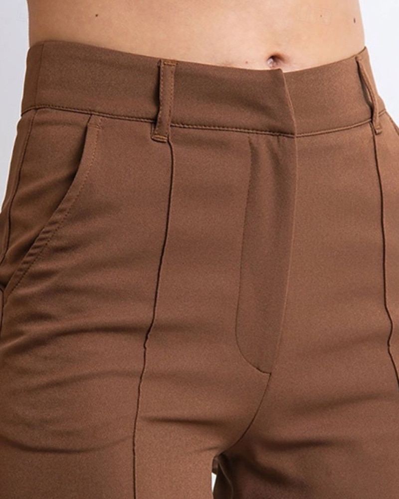 Dam Kinesiska Rak Streetwear Ledigt Fullängd Medium Midja Slät Ficka Elastisk midja Bekväm Microelastisk Utomhus Semester Dagligen Mörkbrun Ametist Svart Brun Vår Höst Normal 2025 - $20.99 –P16