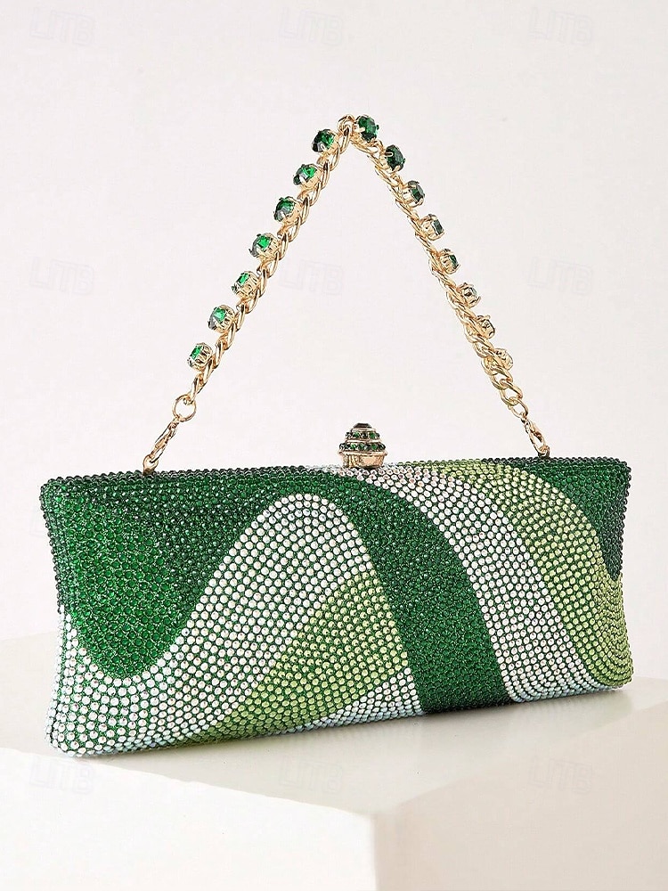 pochette da sera in cristallo da donna con tracolla a catena, borsa di lusso con strass in opzioni multicolore, elegante borsa per matrimoni, cocktail party ed eventi formali del 2026 a $46.99 –P4