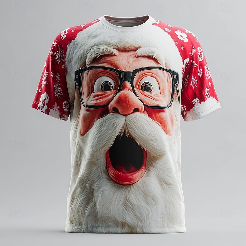 Weihnachten Herren Weihnachtsmann 3D T Shirt Kurzarm T-Shirt 3D-Druck Rundhalsausschnitt Hemd Täglich Designer Künstlerisch Urlaub Party Straße Weiß 1 Rot 3 Rote Ganzjahres Bekleidung S M L XL XXL 2025 - $20.99 –P1