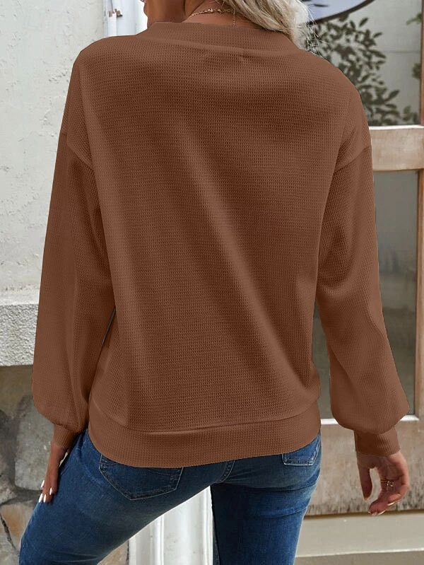 Damen Bluse Knöpfe Einfarbig Stilvoll Lässig Langarm V Ausschnitt Normale Oberteile Täglich Blau Schwarz Weiß Grün Khaki Frühling Herbst 2026 - $24.99 –P5