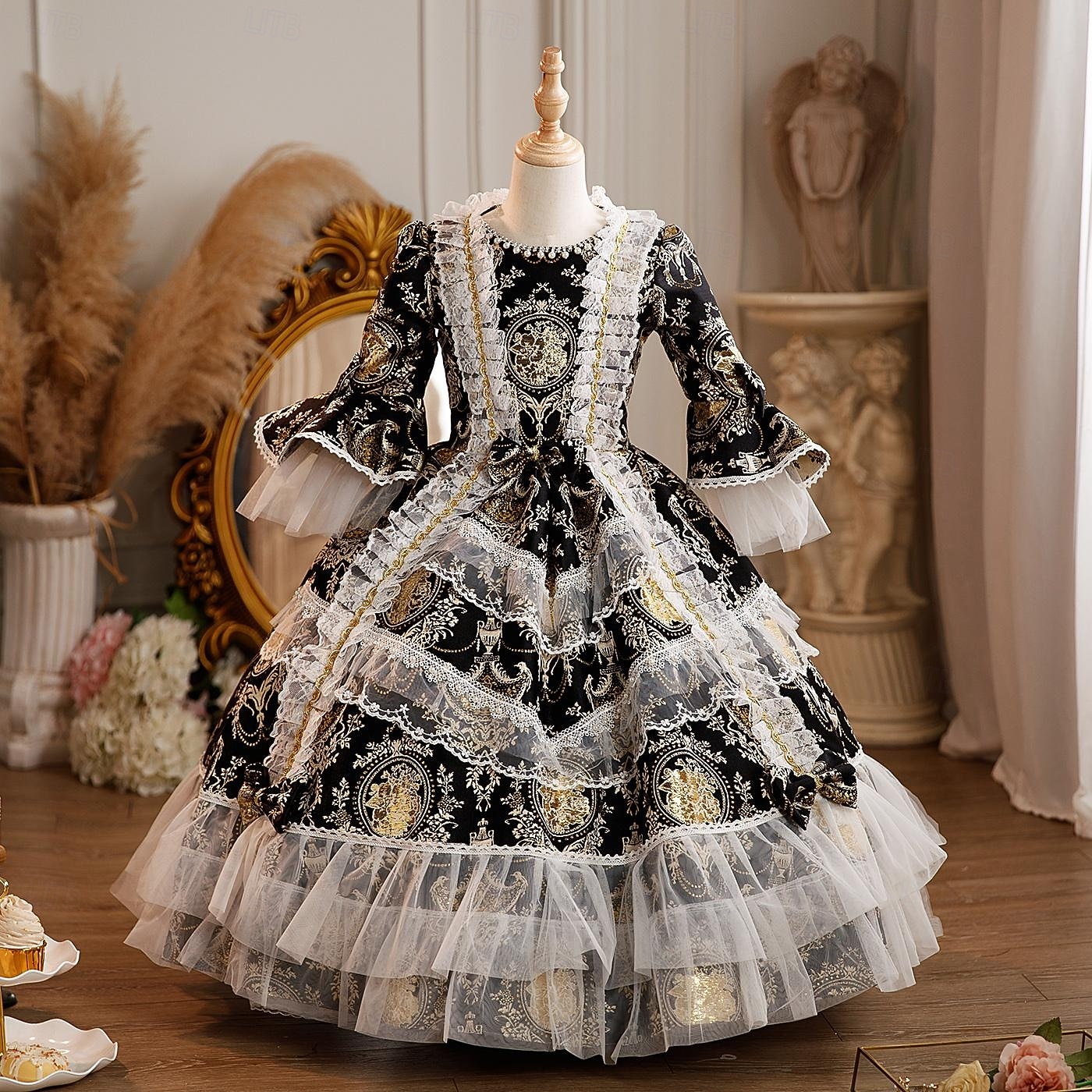 Rokoko Steampunk schick Maxi Partykostüm Zubehör Glockenärmel Prinzessin Schleife Retro Ballkleid Spitzkragen Kostüm Mädchen königlich Weihnachten Halloween Karneval Maskerade Hochzeitsfeier Festival 2026 - $170.99 –P8