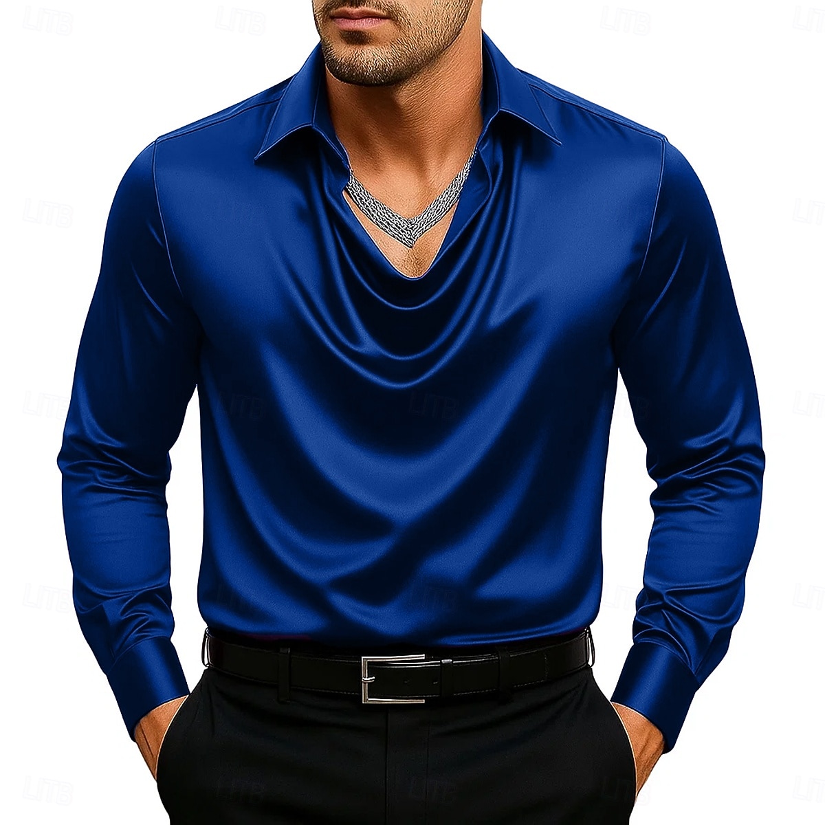 Per uomo Camicia Come la seta Camicia in raso Camicia casual Semplice Formale Matrimonio Blu marino Viola scuro Manica Lunga Bavero Primavera & Autunno Tutte le stagioni Abbigliamento Arricciato del 2025 a $23.99 –P2