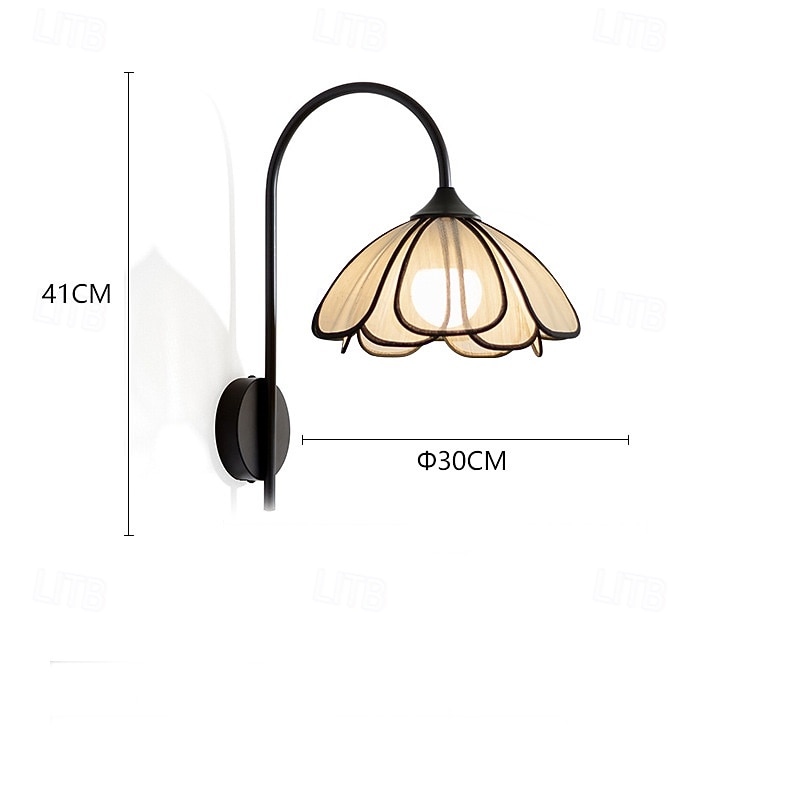 Rustikální vnitřní svítidlo, e27 černá kovová nástěnná lampa, noční lampička, čtecí lampička s kabelovým stínidlem, látková aplikace, retro do obývacího pokoje, ložnice 2026 - $187.99 –P6