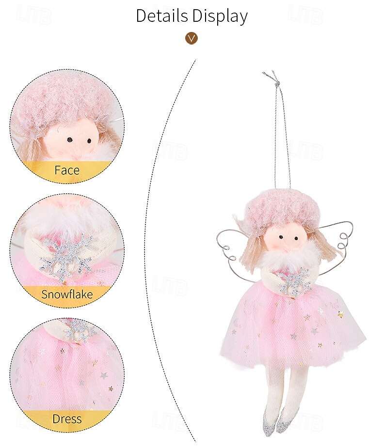3 шт. рождественских ангелочков ручной работы, елочные украшения в виде розовых ангелочков, небольшие подвесные украшения для девочек, декор для праздничной вечеринки 2025 - $17.99 –P8