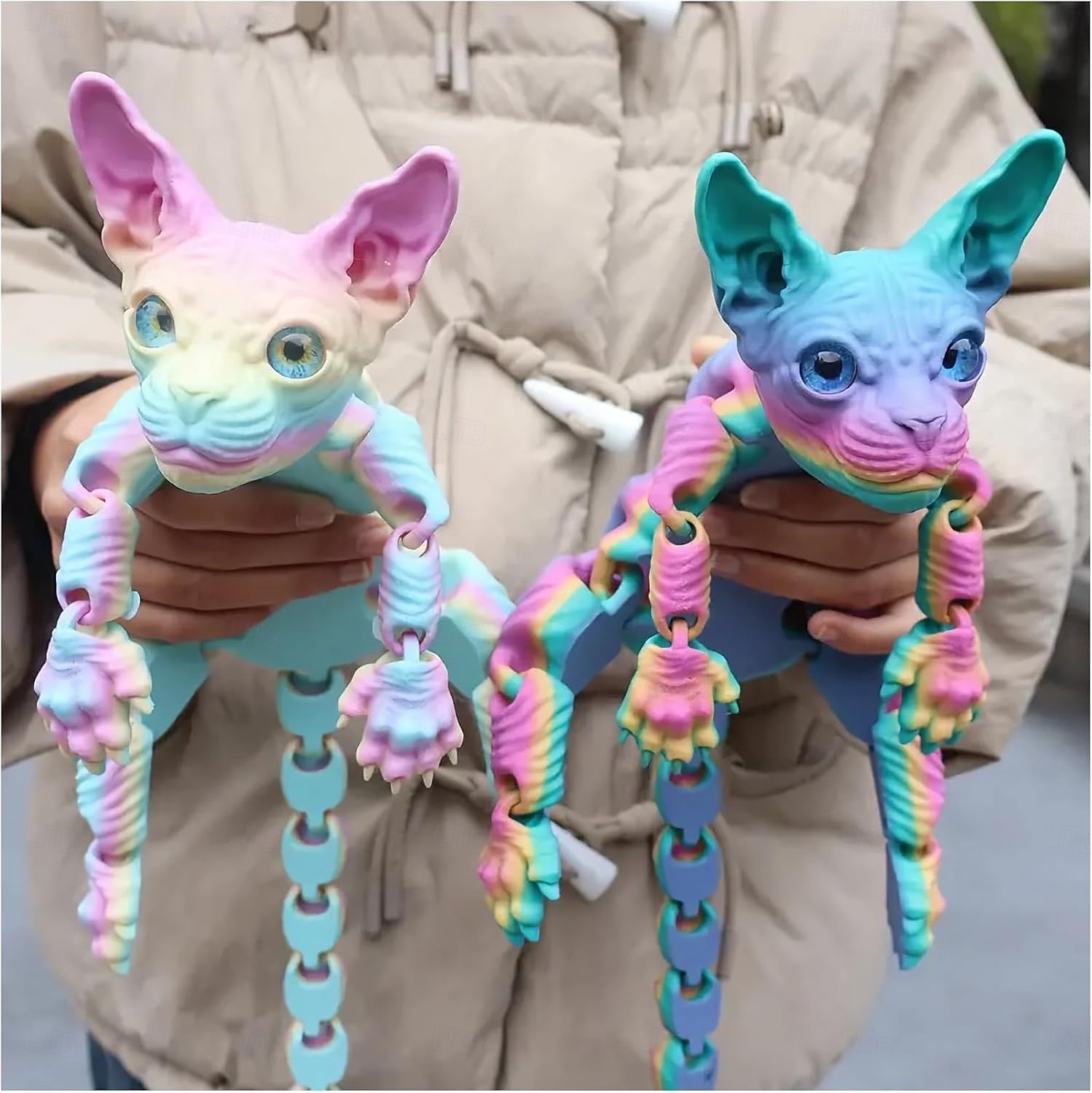 Decorazione realistica di un gatto snodato stampato in 3D, gatto sphynx stampato in 3D, animale antistress, scrivania, ufficio, arredamento per la casa, per amanti dei gatti e collezionisti. del 2026 a $19.99 –P4