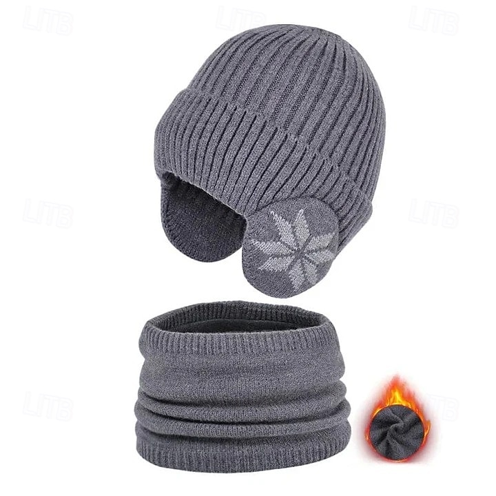 Winter muts sjaal sets warme gebreide muts fleece gevoerde nekwarmer dames heren outdoor fietsen oorbescherming schedelkap koud weer thermische accessoires 2026 - $19.99 –P5