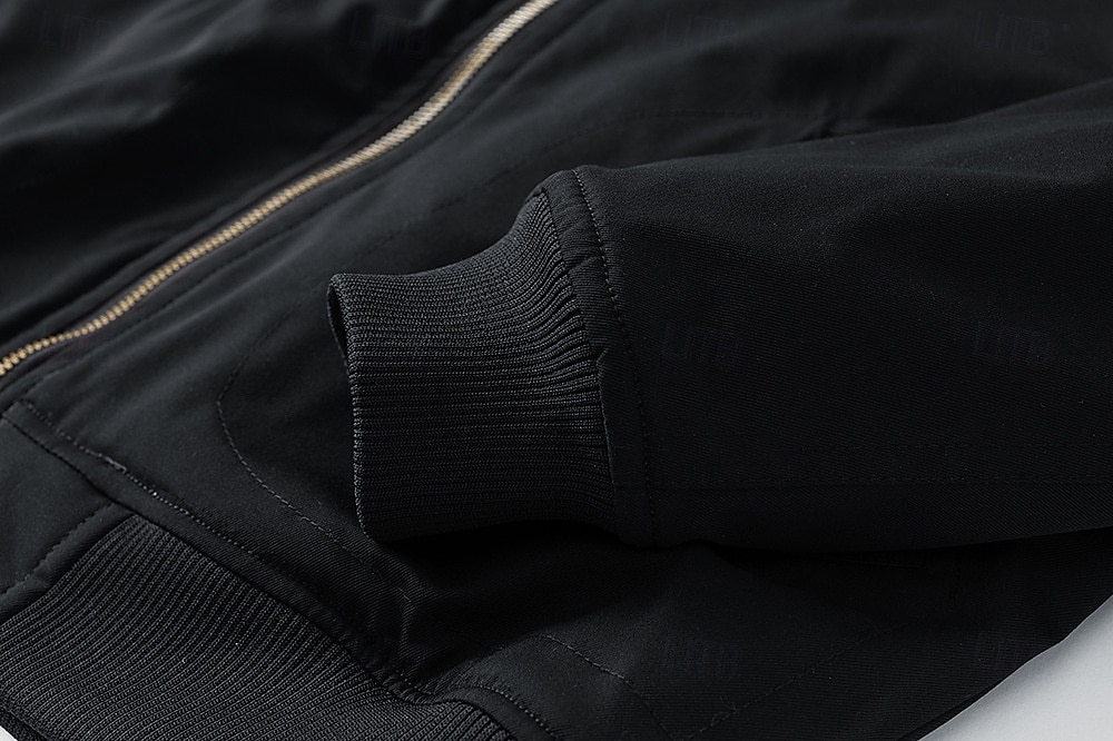 Herr Utomhusjacka Bomberjacka Cargojacka Formell Hem Ficka Fleecekrage Vår Höst Vinter Ensfärgat Aktiv Neutral Normal Svart Grön Kaki Jacka 2025 - $57.99 –P14