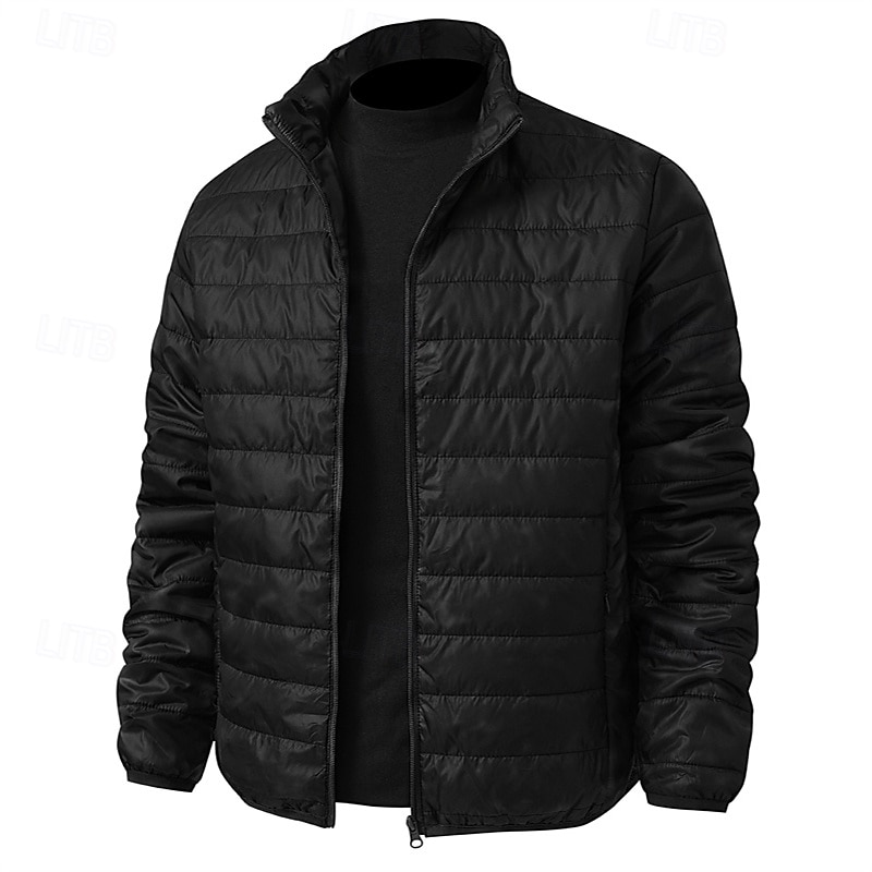 Homens Casaco de inverno Casaco puffer Bolsos Poliéster Férias Roupa Diária Encontro Padrão Moda Casual Confortável Térmico / Quente Outono Inverno Cor Sólida / Simples Preto Cinzento Claro Azul de 2026 por $37.99 –P10